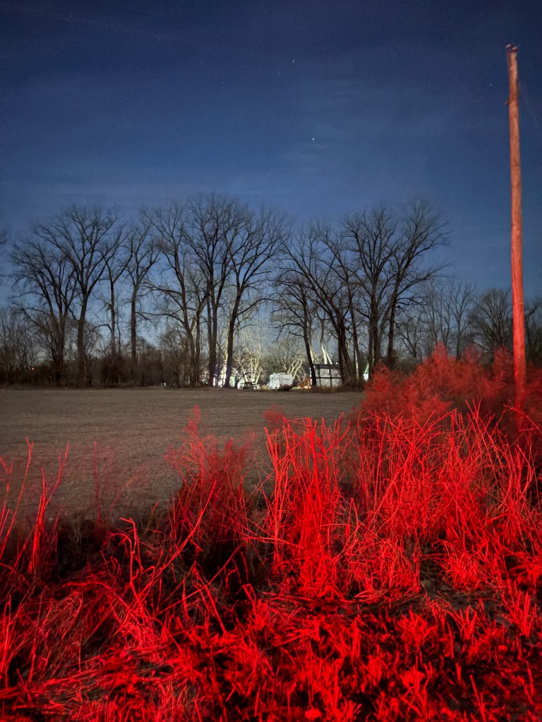 night field with red light